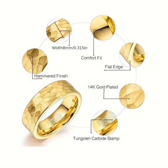 Tungsten Carbide Gold Finish Ring - Picture 4 of 6